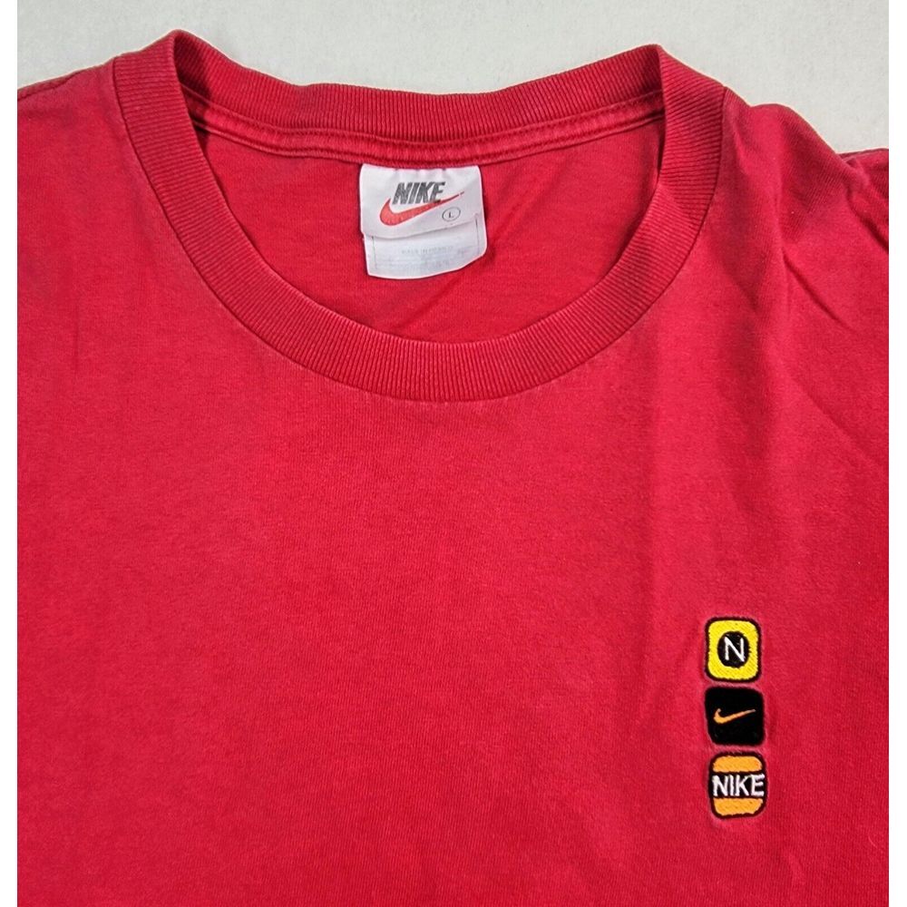 Vintage 90s Nike Embroidered Logo Crewneck Cotton Long Sleeve T-Shirt Men's L